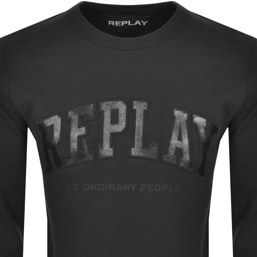 Alternative Image for ProductReplay Crew Neck Logo Sweatshirt Black2